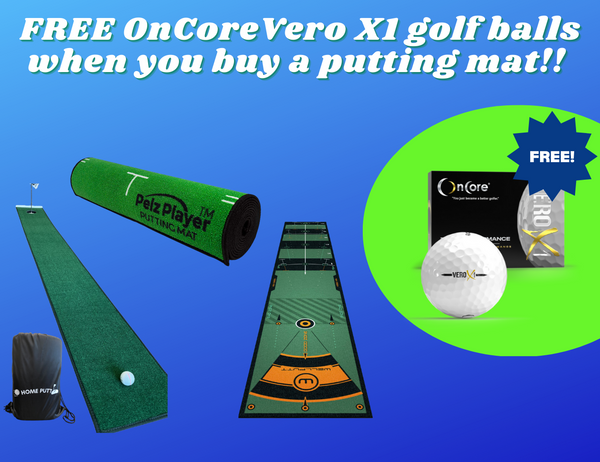 Free Oncore Vero X1 golf balls when you purchase a putting mat!